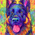 Psychedelic Rainbow German Shepherd Dog